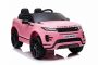 Elektroauto für Kinder Range Rover EVOQUE, Rosa, doppelter Ledersitz, MP3-Player mit USB-Eingang, 4x4-Antrieb, 12V10Ah-Batterie, EVA-Räder, Hinterradaufhängung, Schlüsselstart, 2,4-GHz-Bluetooth-Fernbedienung, lizenziert