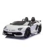  Elektroauto für Kinder Lamborghini Aventador 12V für zwei Benutzer, weiss, vertikal öffnende Türen, 2 x 12V Motor, 12V Batterie, 2,4 GHz Fernbedienung, weiche EVA-Räder, Federung, Sanftanlauf, MP3-Player mit USB, Original lizenziert