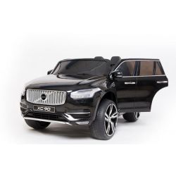 Kinder-Elektroauto Volvo XC90, schwarz, doppelter Ledersitz, MP3-Player mit USB-Eingang, öffnende Türen und Motorhaube, 12V 10Ah Batterie, EVA-Räder, gefederte Achsen, 2,4-GHz-Fernbedienung, Lizenziert
