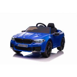 Kinder-Elektroauto BMW M5, blau, Originallizenz, 24V Batterie, mit öffnenden Türen, 2,4-GHz-Fernbedienung, weiche EVA-Räder, LED-Leuchten, Sanftanlauf, MP3-Player mit USB-Eingang