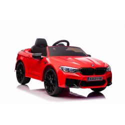 Kinder-Elektroauto BMW M5, rot, Originallizenz, 24V Batterie, mit öffnenden Türen,  2,4-GHz-Fernbedienung, weiche EVA-Räder, LED-Leuchten, Sanftanlauf, MP3-Player mit USB-Eingang