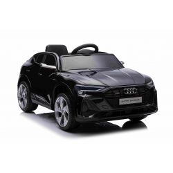 Kinder-Elektroauto Audi E-tron Sportback 4x4 schwarz, Kunstledersitz, 2,4 GHz Fernbedienung, Eva-Räder, USB/Aux-Eingang, Bluetooth, Allradfederung, 12V/7Ah Batterie, LED-Leuchten, weiche EVA-Räder, 4 X 25W Motor, ORIGINAL-Lizenz