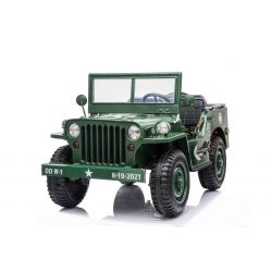 RIRICAR 4x4 Kinder Elektroauto 12V USA Army, 3 sitzer, Elektroauto für Kinder mit 2,4GHz Fernbedienung, MP3/USB/SD, Elektrofahrzeug Kinder ab 3-8 Jahre