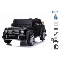 Elektroauto für Kinder Mercedes G650 MAYBACH, Schwarz, Originallizenz, 12 V batteriebetrieben, Türen öffnen, 2 x 25 W Motor, 2,4 GHz Fernbedienung, weiche EVA-Räder, Federung, Sanftanlauf, MP3-Player mit USB / SD-Eingang
