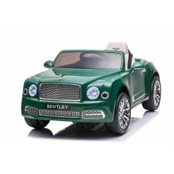 Kinder-Elektroauto Bentley Mulsanne, 12V, grün, Kunstledersitz, 2,4 GHz Fernbedienung, Eva-Räder, USB/Aux-Eingang, Bluetooth, Allradfederung, 12V/7Ah Batterie, LED-Leuchten, weiche EVA-Räder, 2 X 35W Motor, ORIGINAL-Lizenz