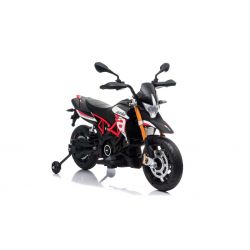 Elektromotorrad APRILIA DORSODURO 900, lizenziert, 12-V-Batterie, EVA-Weichräder, 2 x 18-W-Motoren, Federung, Metallrahmen, Metallgabel, Zusatzräder, Rot