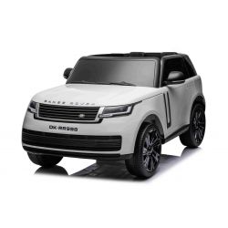 Elektro-Rutschauto Range Rover Modell 2023, Zweisitzer, Weiß, Kunstledersitze, Radio mit USB-Eingang, Heckantrieb mit Federung, 12V7AH-Batterie, EVA-Räder, Schlüsselstarter, 2,4-GHz-Fernbedienung, lizenziert