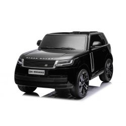 Elektro-Rutschauto Range Rover Modell 2023, Zweisitzer, Schwarz, Kunstledersitze, Radio mit USB-Eingang, Heckantrieb mit Federung, 12V7AH-Batterie, EVA-Räder, Schlüsselstarter, 2,4-GHz-Fernbedienung, lizenziert