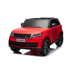 Elektro-Rutschauto Range Rover Modell 2023, Zweisitzer, Rot, Kunstledersitze, Radio mit USB-Eingang, Heckantrieb mit Federung, 12V7AH-Batterie, EVA-Räder, Schlüsselstarter, 2,4-GHz-Fernbedienung, lizenziert