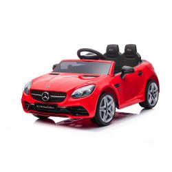 Kinder-Elektroauto Mercedes-Benz SLC 12V, rot, Kunstledersitz, 2,4 GHz Fernbedienung, USB/AUX-Eingang, hintere Radaufhängung, LED-Leuchten, Weiche EVA Räder, 2 x 30W MOTOR, ORIGINALLIZENZ