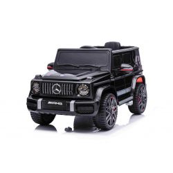 Electric ride-on car Mercedes G with high doors, black, EVA wheels, Single seater, 12V battery, 2.4 GHz Remote controller, 2 X Engine, Rear suspension, USB/AUX input, ORIGINAL license
