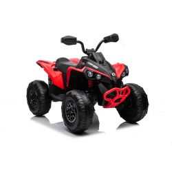 Can-am Renegade elektrisches Ride-on-Quad, rot, Einsitzer, Vorder- und Hinterradfederung, LED-Leuchten, 12-V-Batterie, 2 x 35-W-Motoren, weiche EVA-Räder, MP3-Player mit USB/AUX-Eingang, lizenziert