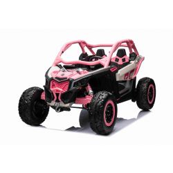 Elektro-Aufsitzauto Can-am Maverick, Rosa, Zweisitzer, Vorder- und Hinterradfederung, 2,4-GHz-Fernbedienung, tragbarer Akku, 4 x 35-W-Motoren, EVA-Räder, verstellbarer Fahrersitz, MP3-Player mit USB/SD-Eingang, lizenziert