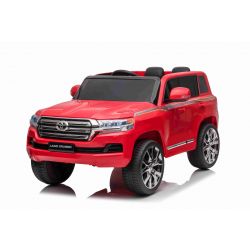 Kinder-Elektroauto Toyota Landcruiser 12V, ROT, Kunstledersitz, 12V/7AH-Akku, Öffnende Türen, 2 x 35W-Motor, 2.4GHz-Fernbedienung, weiche EVA-Räder, Federung, Sanftanlauf, MP3-Player mit USB-/AUX-Eingang, lizenziert
