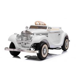  Kinder-Elektroauto Mercedes-Benz 540K, weiss, lokale elterliche Kontrolle per Lenkrad, 2,4-GHz Fernbedienung, 12V14AH Batterie, 4x Motor, Kunstledersitz, EVA-Räder, Bluetooth, USB, Hinterradaufhängung