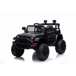 Kinder Elektroauto 12V Offroad Modell 2023 schwarz, hohes Fahrgestell, breiter Sitz, hängende Achsen, Elektroauto für kinder mit 2,4-GHz-Fernbedienung, MP3/USB , LED-Leuchten, elektroauto kinder ab 3-8 jahre