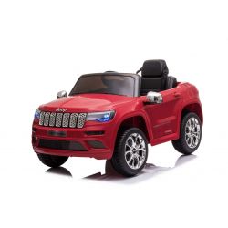 Kinder Elektroauto 12V Jeep Grand Cherokee, Rot, Ledersitz, 2 x 35W Motor, Elektroauto für kinder mit 2,4 GHz Fernbedienung, MP3/USB/AUX Eingang, Elektrofahrzeuge für kinder ab 3 bis 7 jahre