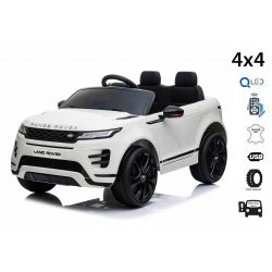 Elektroauto für Kinder Range Rover EVOQUE, Einsitzer, weiß , Kunstledersitz, MP3-Player mit USB-Eingang, 4x4-Antrieb, 12V10Ah-Batterie, EVA-Räder, Hinterradaufhängung, Schlüsselstart, 2,4-GHz-Bluetooth-Fernbedienung, lizenziert