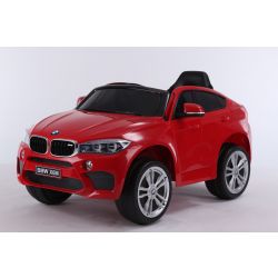 Electric Ride on Car BMW X6M NEU - Einzelsitz, Rot, Originallizenz, Batteriebetrieben, Türen öffnen, Kunstledersitz, 2x Motor, 12-V-Batterie, 2,4-GHz-Fernbedienung, weiche EVA-Räder, Sanfter Start