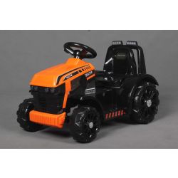 Elektrischer Traktor FARMER, orange, Heckantrieb, 6V Batterie, Kunststoffräder, breiter Sitz, 20W Motor, Einsitzer, Lenkradsteuerung, LED-Beleuchtung