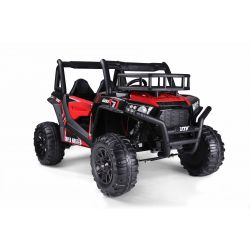 RIRICAR Elektroauto für kinder 24V UTV, rot, kinder elektroauto 2 sitzer mit 2,4 GHz Ferbedienung, 2 x 200 W Motor, Eva-Räder, gepolsterter Sitz, USB, SD-Karte, elektrofahrzeug kinder ab 3-8 jahre