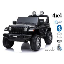 RIRICAR Elektroauto für Kinder 12V JEEP Wrangler, Schwarz, kinder elektroauto 2 sitzer mit 2,4-GHz-Fernbedienung, Radio mit Bluetooth- und USB-Eingang, Eva-Räder, elektrofahrzeug kinder ab 3-8 jahre