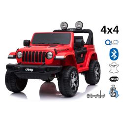 RIRICAR Elektroauto für Kinder 12V Jeep Wrangler, rot, kinder elektroauto 2 sitzer mit 2,4-GHz-Fernbedienung, Radio mit Bluetooth- und USB-Eingang, Eva-Räder, elektrofahrzeug kinder ab 3-8 jahre