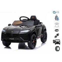 Kinder elektroauto 12V Lamborghini URUS, Schwarz, original lizenziert, 2x Motor, 12V Batterie, Elektroauto für kinder mit 2,4-GHz-Fernbedienung, weiche EVA-Räder, Federung, Elektrofahrzeug kinder ab 3 bis 6 jahre