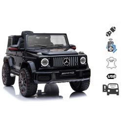 Elektroauto kinder Mercedes G Neu, Schwarz, Originallizenz, Batteriebetrieben, Türen öffnen, Einzelsitz, 2x Motor, 12 V Batterie, 2,4 GHz Fernbedienung, Hinterradfederung, Sanfter Start