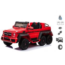 Elektro-Spielzeugauto Mercedes-Benz G63 6X6, Bodenleuchten, 2,4 GHz, 12V/14AH, Abnehmbare Batterie, 4 X MOTOR, Fernbedienung, Kunstledersitz, Eva Räder, Radio, Servomotor, Zwei Gaspedale, Rot, Einsitzer