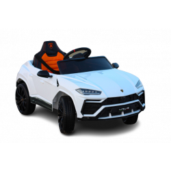 Kinder elektroauto 12V Lamborghini URUS, weiß, original lizenziert, 2x Motor, 12V Batterie, Elektroauto für kinder mit 2,4-GHz-Fernbedienung, weiche EVA-Räder, Federung, Elektrofahrzeug kinder ab 3 bis 6 jahre