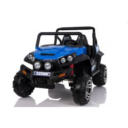 Electric Ride-On Toy Car RSX Blue - 2.4Ghz, 24V, 4 X MOTOR, remote control, two-seats in leather, Soft EVA wheels, FM Radio, Bluetooth
