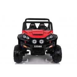 Electric Ride-On Toy Car RSX Red - 2.4Ghz, 24V, 4 X MOTOR, remote control, two-seats in leather, Soft EVA wheels, FM Radio, Bluetooth
