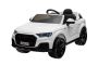 Elektroauto für Kinder Audi Q7 Weiß, Einsitzer, Einzelradaufhängung, 12-V-Batterie, Fernbedienung, 2 x 35-W-Motor, LED-Leuchten, MP3-Player mit USB/AUX-Eingang, lizenziert