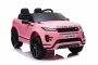 Elektroauto für Kinder Range Rover EVOQUE, Einsitzer, rosa, Kunstledersitz, MP3-Player mit USB-Eingang, 4x4-Antrieb, 12V10Ah-Batterie, EVA-Räder, Hinterradaufhängung, Schlüsselstart, 2,4-GHz-Bluetooth-Fernbedienung, lizenziert