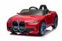 Elektro Kinderauto BMW i4, rot , 2,4-GHz-Fernbedienung, USB / AUX / Bluetooth, Hinterradaufhängung, 12-V-Batterie, LED-Leuchten, 2 x 25-W-Motor, ORIGINAL-Lizenz