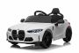 Elektro Kinderauto BMW M4, weiß, 2,4-GHz-Fernbedienung, USB-/Aux-Eingang, Federung, 12-V-Batterie, LED-Leuchten, 2 x Motor, ORIGINAL-Lizenz