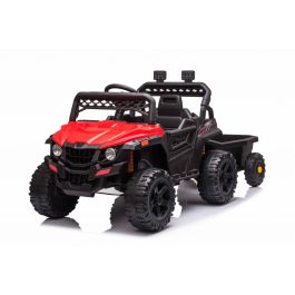 Hinterradantrieb LED-Leuchten Kinder-Elektroauto RSX SMALL mit Anhänger 2,4 GHz Fernbedienung 12V Batterie Rot MP3-Player mit USB/Aux-Eingang Hinterradantrieb LED-Leuchten Kinder-Elektroauto RSX SMALL mit Anhänger 2,4 GHz Fernbedienung 12V Batterie Rot MP3-Player mit USB/Aux-Eingang
