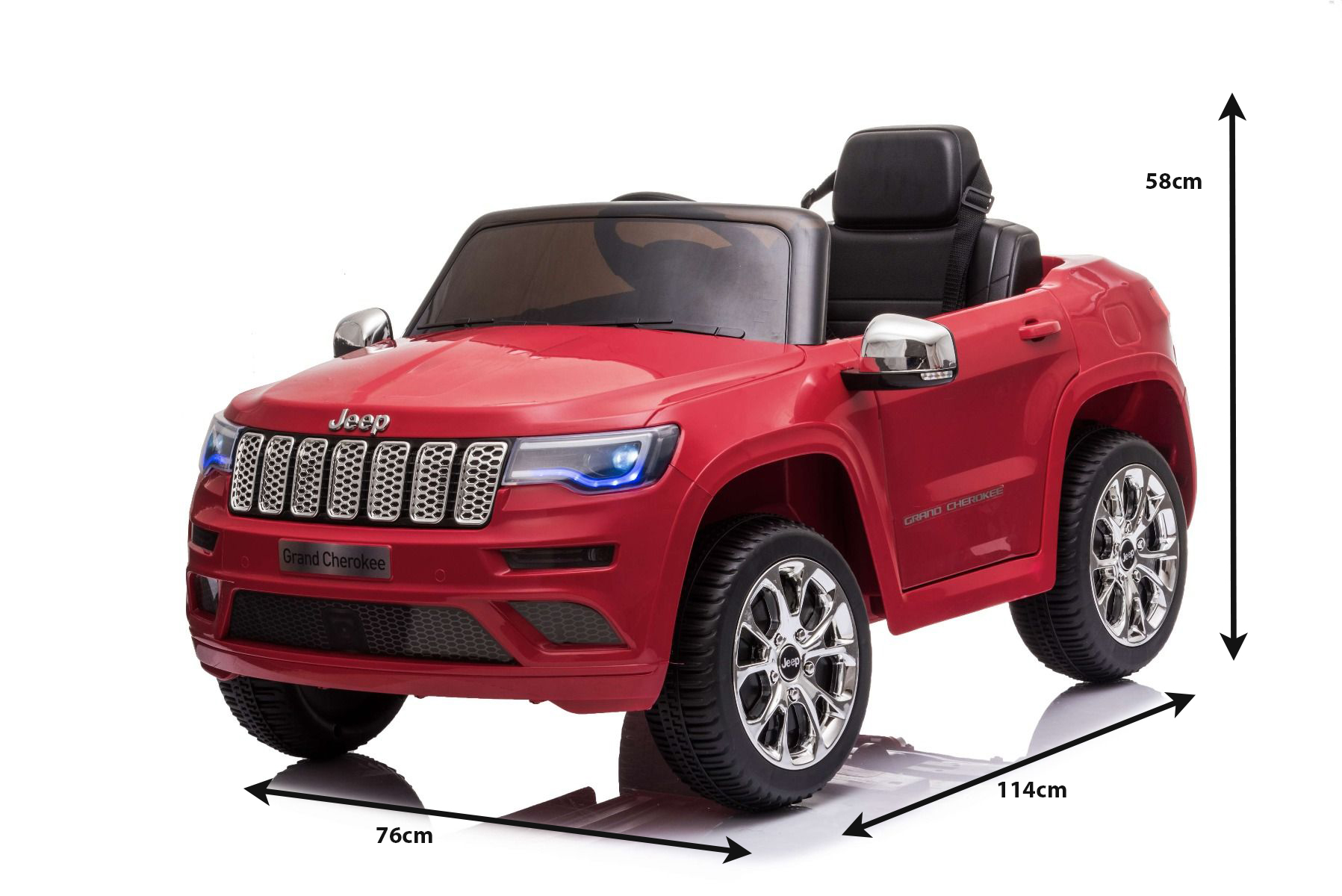 Kinder Elektroauto 12V Jeep Grand Cherokee, Rot, Ledersitz, 2 x 35W Motor,  Elektroauto für kinder mit 2,4 GHz Fernbedienung, MP3/USB/AUX Eingang,  Elektrofahrzeuge für kinder ab 3 bis 7 jahre